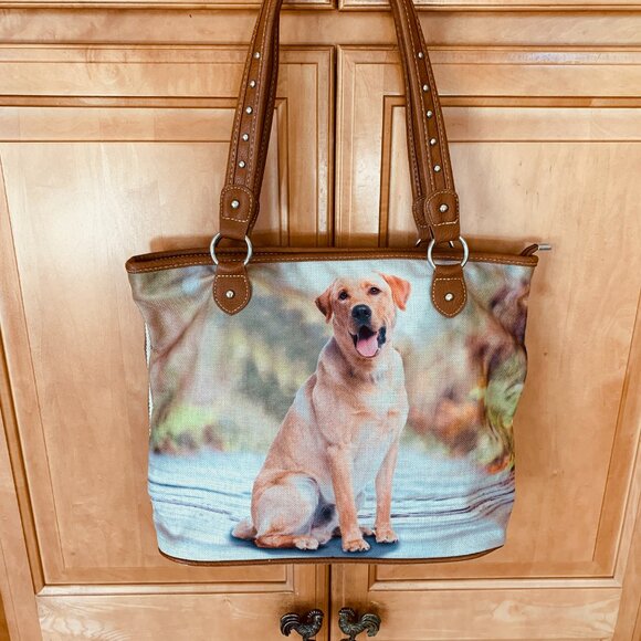 DOG YELLOW LABRADOR RETRIEVER Purse Bag Satchel Earth Tones - Picture 4 of 10